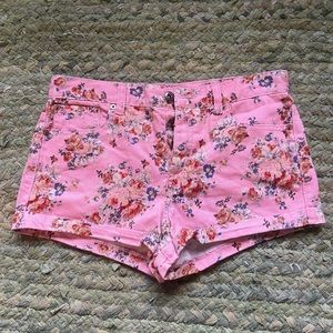 Forever 21 Pink Floral Denim Shorts